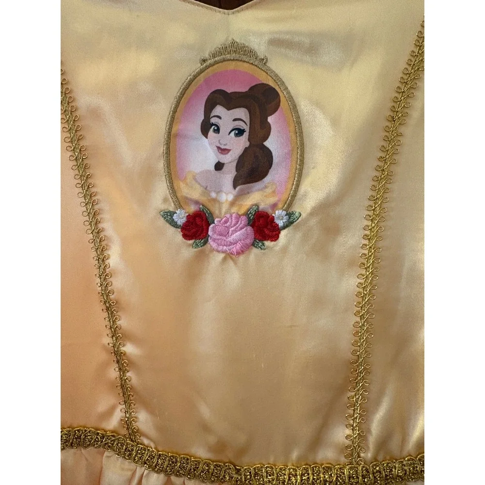 Disney Princess Belle Beauty and the Beast Costume Dress Gold Girls Size 9/10 - Picture 3 of 7